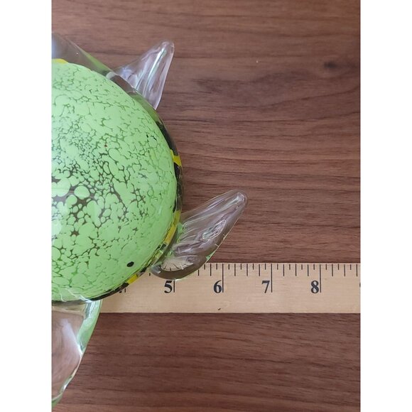 Crystal Glass Turtle Figurine Paperweight With Green Shell & Clear Flippers 7" - Picture 9 of 9